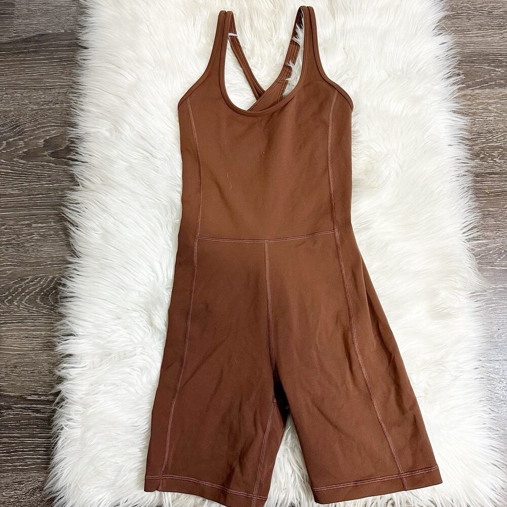 Aritzia Tna Action‎ Surge Romper Workout One Piece Size Small Brown Gym